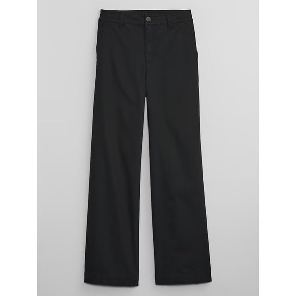 New Gap Factory High Rise Wide Leg Girlfriend Khakis Pants 8 Black A713 - Picture 3 of 6